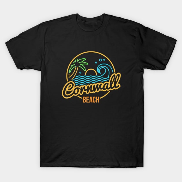 Neon Beach Cornwall Beach T-Shirt by walaodesigns